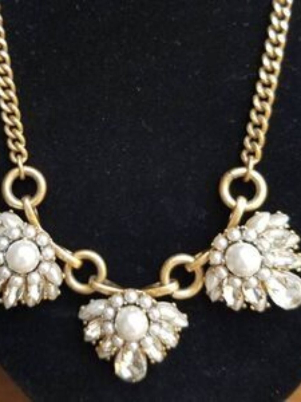 J Crew Chunky Statements Necklace Rhinestones with Faux Pearls